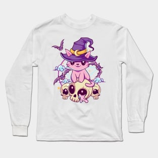 Skull Cat Kawaii Gothic Long Sleeve T-Shirt